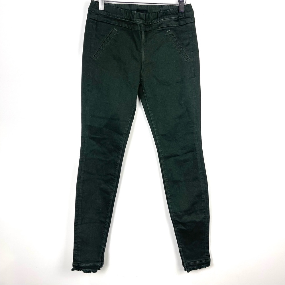 RtA Road to Awe Dark Green Pull On Skinny Jeans Split Frayed Hem Women's Small